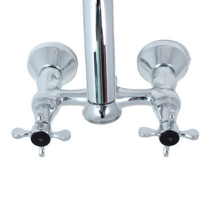 JAQUAR QUEEN'S PRIME Series Wall Mount Swinging Spout HOT and COLD SINK MIXER (Chrome) | CENTER LEVER, Brass Body Water Tap/Faucet/Cock for Bathroom/Kitchen Wash Basin | QQP-CHR-7309PM