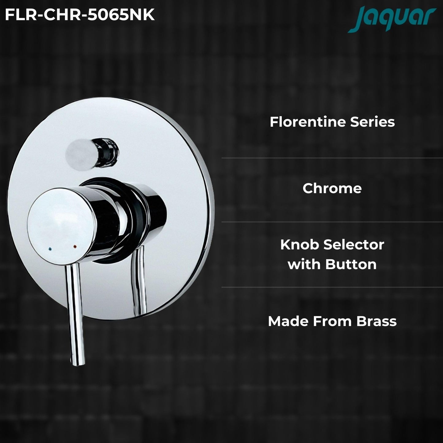 JAQUAR FLORENTINE Series Normal Flow Concealed Fitting 2 WAY DIVERTER (Chrome), FLR-CHR-5065MK | Compatible in-wall part ALD-065N is sold separately | Wall Mounted, Knob Selector with Button