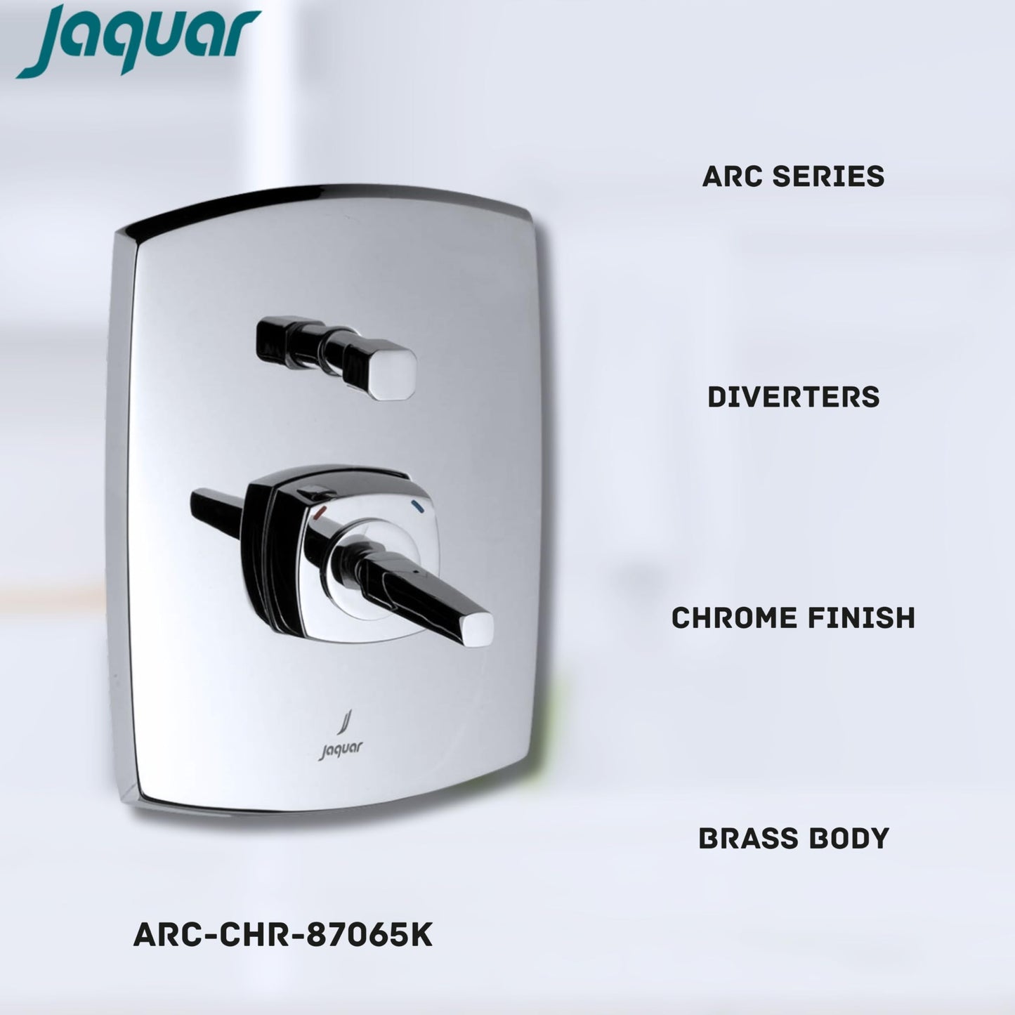 JAQUAR ARC Series Normal Flow Exposed Part Kit 2 WAY DIVERTER (Chrome), ARC-87065K | (Suitable for Item ARC-87065C) Wall Mounted, Knob Selector with Button