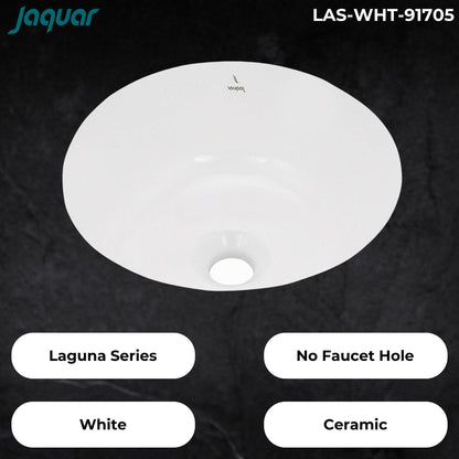 JAQUAR LAGUNA Series Under Counter WASH BASIN (White) | 350x350x160mm, Round | Ceramic Basin/Sink for Bathroom, Living Room | NOT Table / Counter Top | LAS-WHT-91705