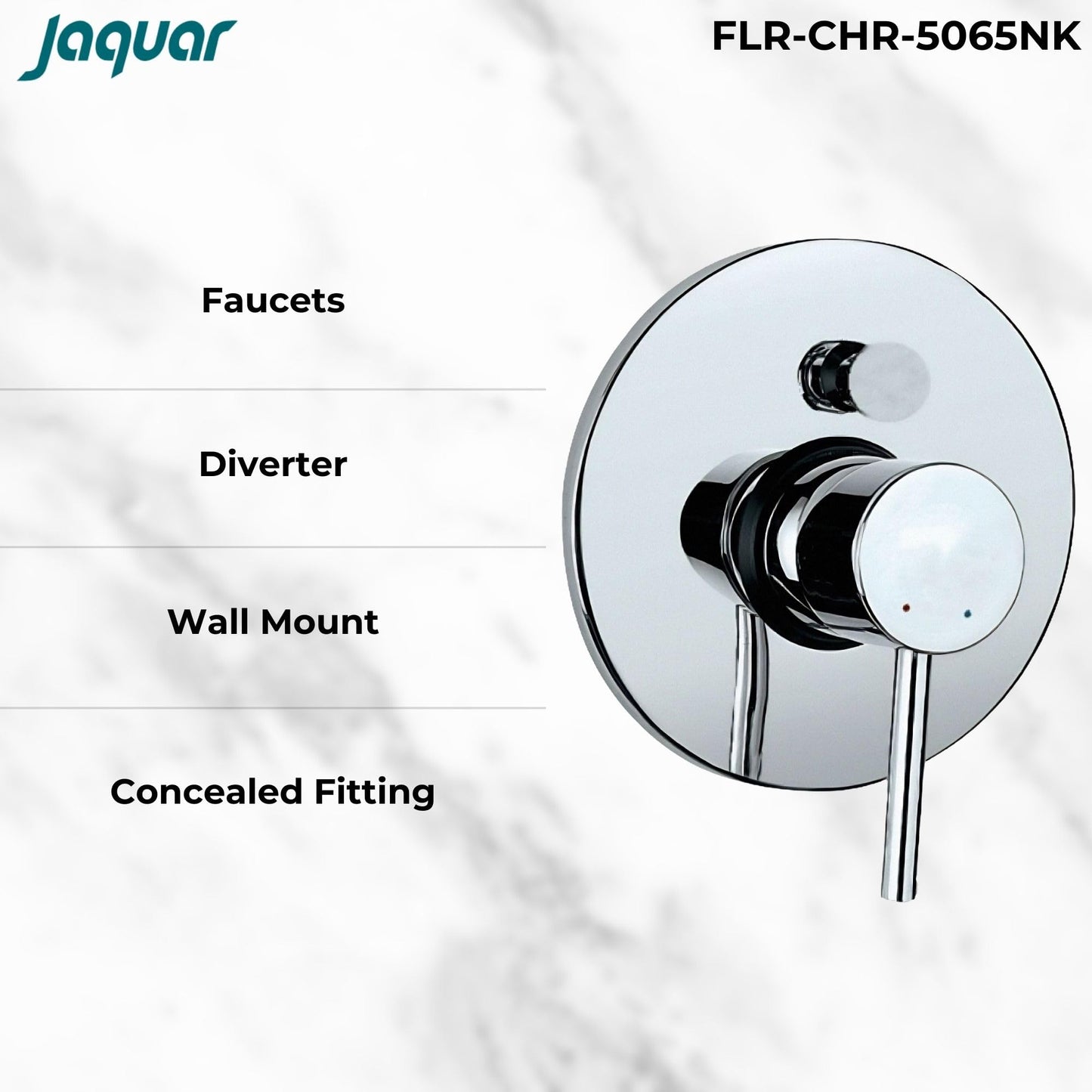 JAQUAR FLORENTINE Series Normal Flow Concealed Fitting 2 WAY DIVERTER (Chrome), FLR-CHR-5065MK | Compatible in-wall part ALD-065N is sold separately | Wall Mounted, Knob Selector with Button