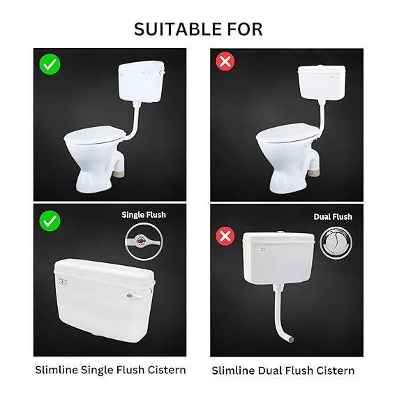 Parryware Slimline Single Flush Polymer Cistern for Toilet | Polypropylene White Flush Tank | With complete flushing set | E80901C