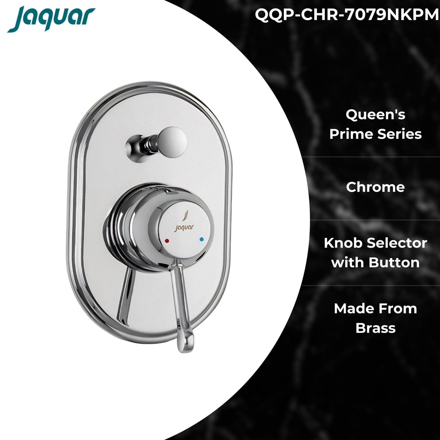 JAQUAR QUEENS PRIME Series High Flow Exposed Part Kit 2 WAY DIVERTER (Chrome), QQP-7079NKPM | Compatible in-wall part ALD-079N is sold separately | Wall Mounted, Knob Selector with Button