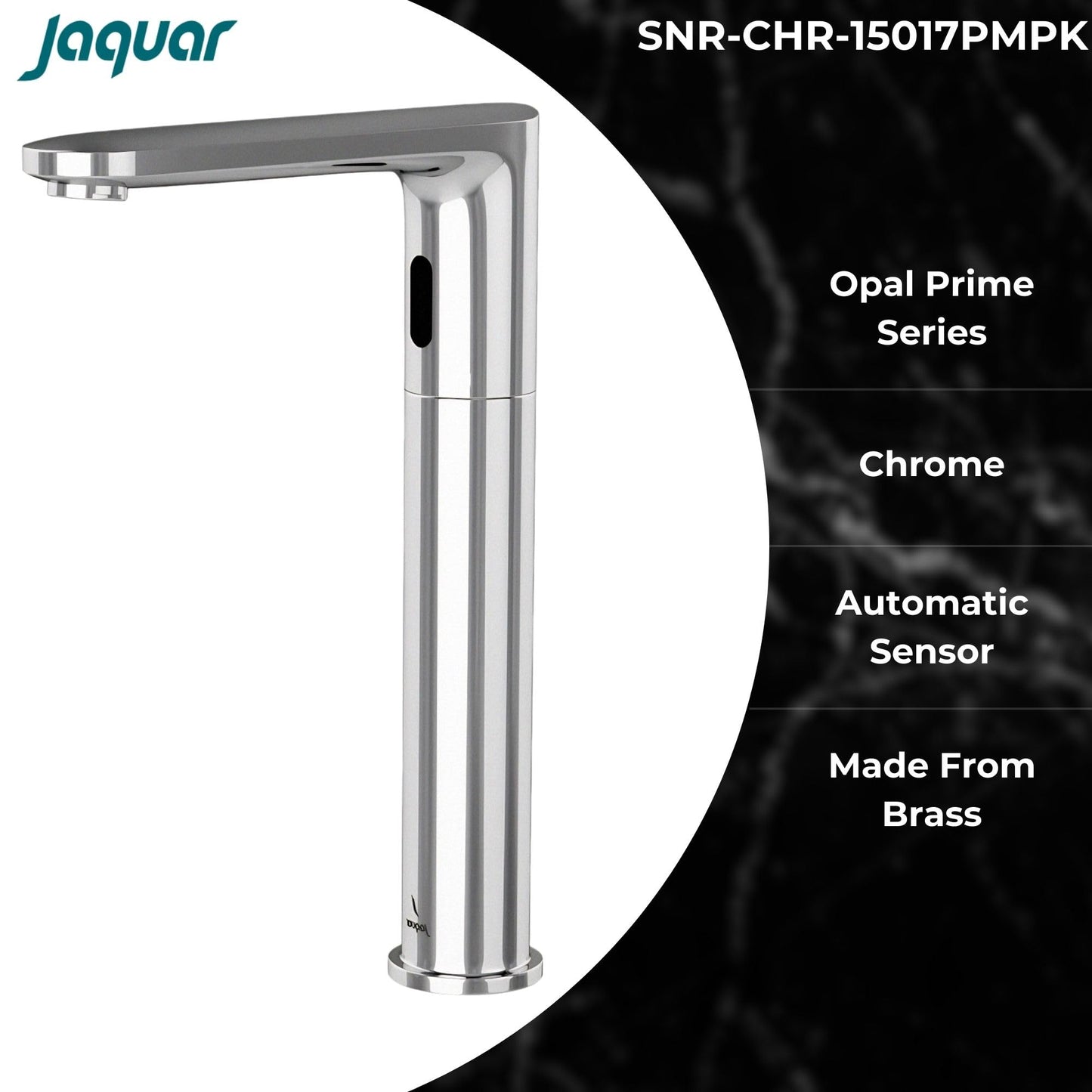 JAQUAR OPAL PRIME Series Table Mounted Tall Boy SENSOR Basin Mixer (Hot & Cold), SNR-CHR-15017PMPK (Chrome) | Battery/DC Operated, Pre-Mix Water Supply Kit | Faucet for Home or Commercial