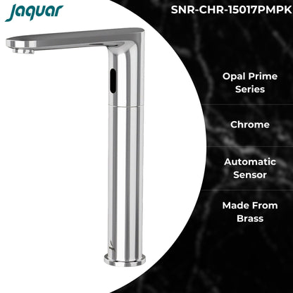 JAQUAR OPAL PRIME Series Table Mounted Tall Boy SENSOR Basin Mixer (Hot & Cold), SNR-CHR-15017PMPK (Chrome) | Battery/DC Operated, Pre-Mix Water Supply Kit | Faucet for Home or Commercial