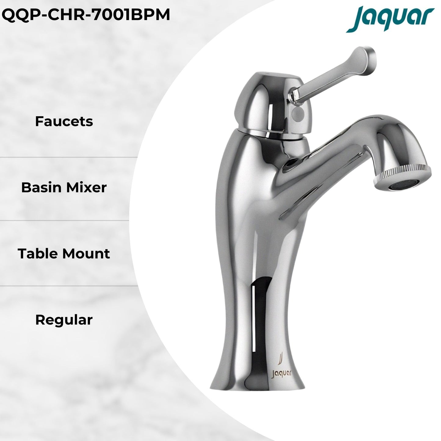JAQUAR Queens Prime Series Table Mounted Regular HOT and Cold Basin Mixer TAP (Chrome) | TOP Lever, Brass Body Water Tap/Faucet/Cock for Bathroom/Kitchen Wash Basin | QQP-CHR-7001BPM