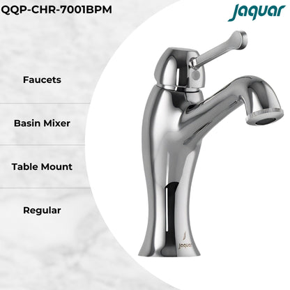 JAQUAR Queens Prime Series Table Mounted Regular HOT and Cold Basin Mixer TAP (Chrome) | TOP Lever, Brass Body Water Tap/Faucet/Cock for Bathroom/Kitchen Wash Basin | QQP-CHR-7001BPM