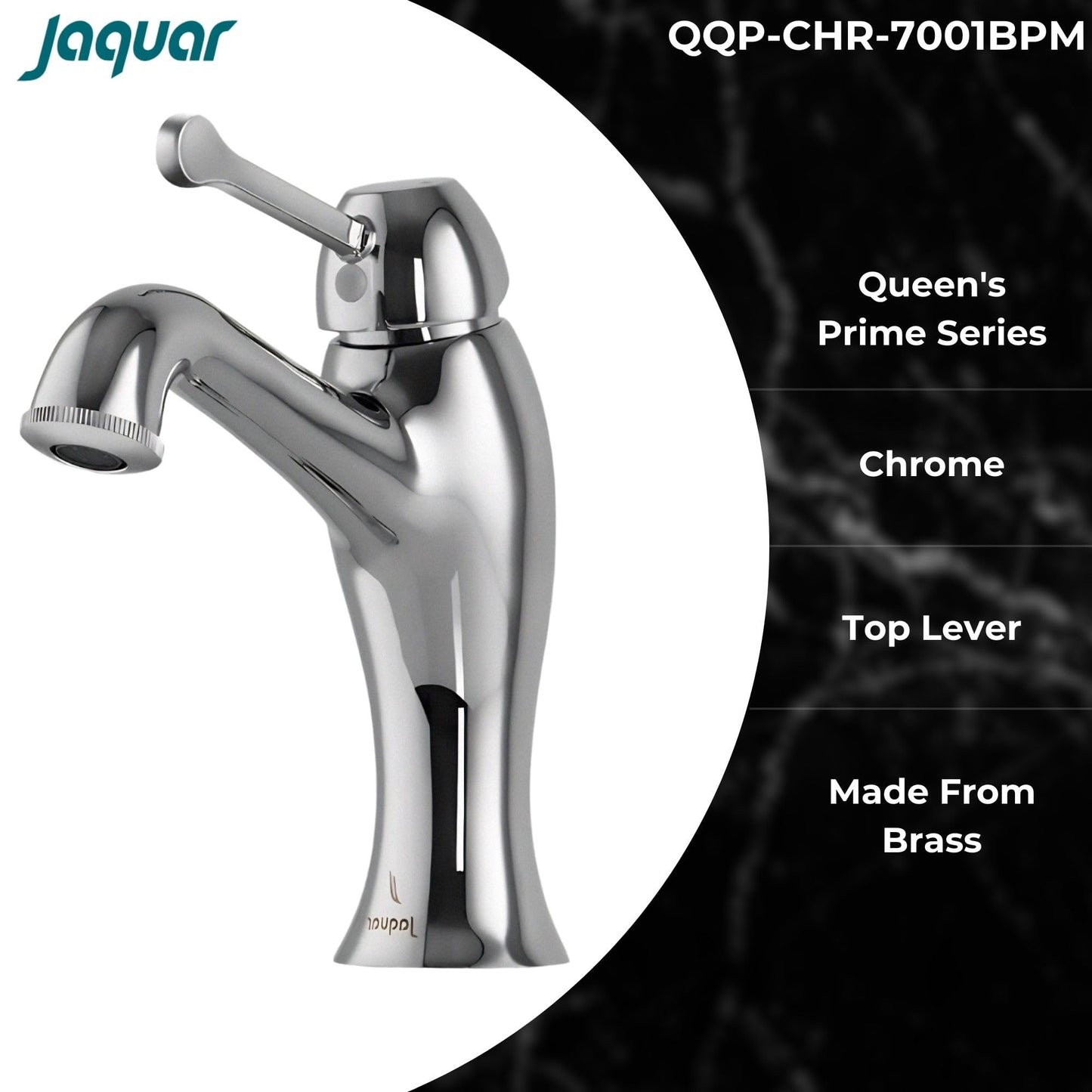 JAQUAR Queens Prime Series Table Mounted Regular HOT and Cold Basin Mixer TAP (Chrome) | TOP Lever, Brass Body Water Tap/Faucet/Cock for Bathroom/Kitchen Wash Basin | QQP-CHR-7001BPM
