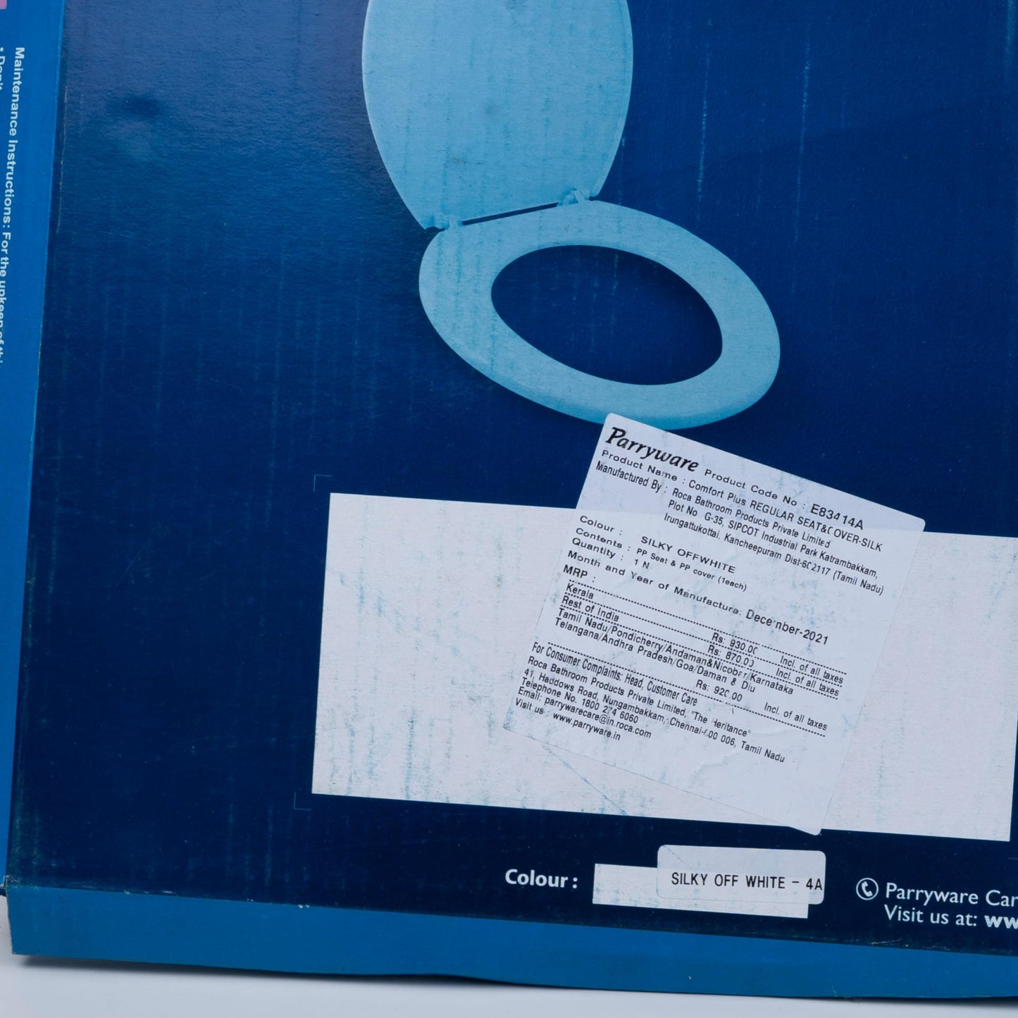 PARRYWARE STANDARD NEO Series Plastic / PVC REGULAR SEAT COVER ( Silky Off White ) | Oval, High grade Materials, Long Lasting | Western Commode / Water Closet (WC), bathrooms P03-PAR-E83414A