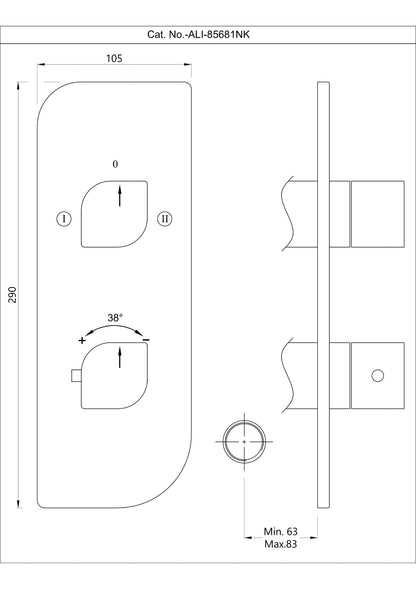 JAQUAR Alive Series Normal Flow Concealed Fitting 2 Way Diverter (Chrome), ALI-85681K | (Suitable for ALD-681) | Wall Mounted, Knob Selector No Button | Refurbished