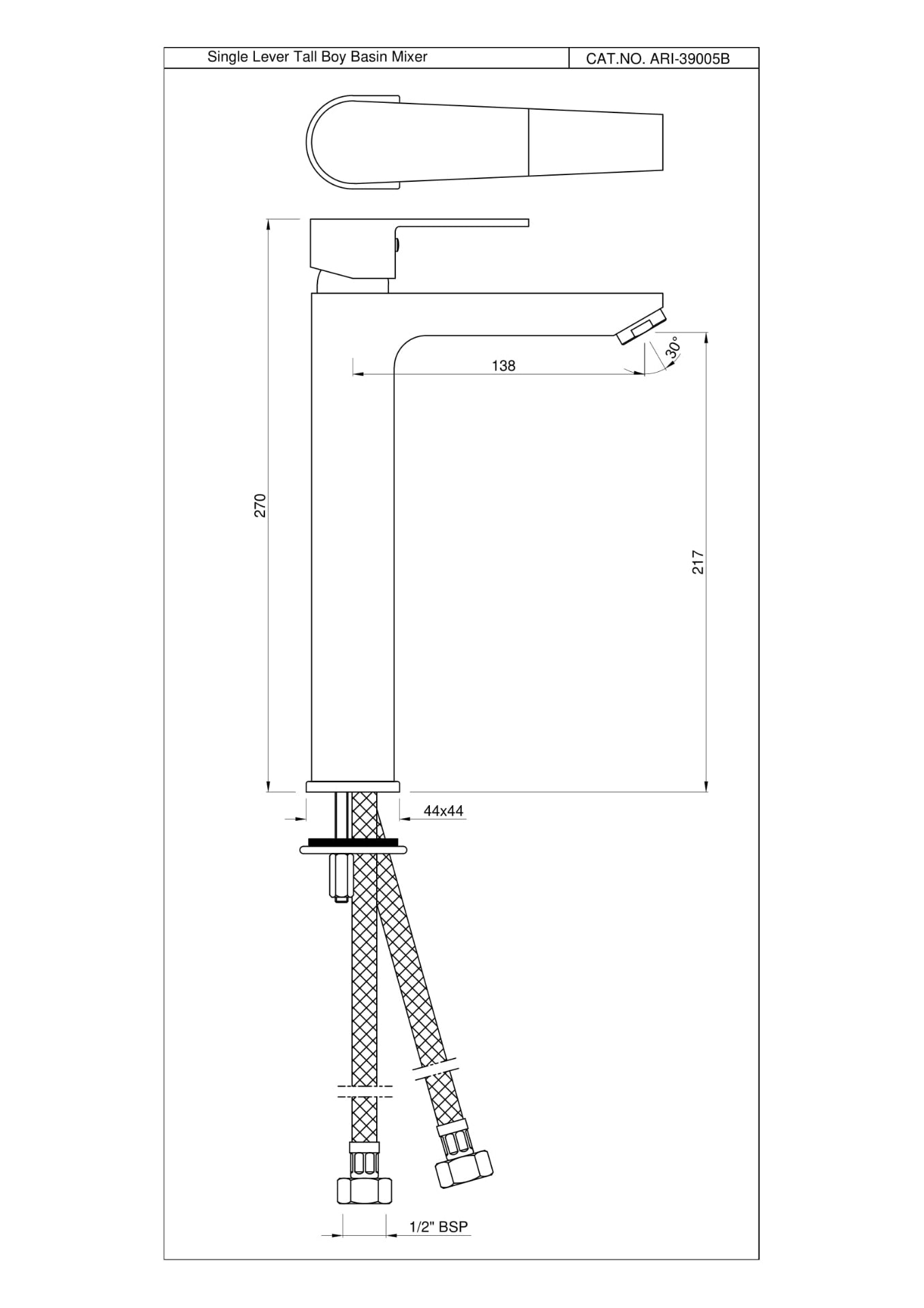 JAQUAR ARIA Series Table Mounted Tall Boy HOT and Cold Basin Mixer (Chrome) | TOP Lever, Brass Body Water Tap/Faucet/Kitchen Wash Basin | ARI-CHR-39005B | Refurbished