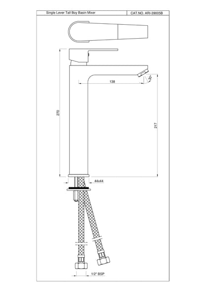 JAQUAR ARIA Series Table Mounted Tall Boy HOT and Cold Basin Mixer (Chrome) | TOP Lever, Brass Body Water Tap/Faucet/Kitchen Wash Basin | ARI-CHR-39005B | Refurbished