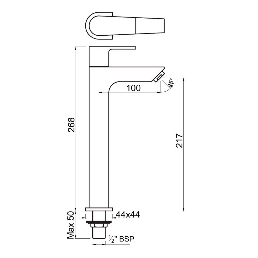 JAQUAR ARIA Series Table Mounted Tall Boy Cold ONLY Basin TAP/TAP (Chrome) | TOP Lever, Brass Body Water Tap/Faucet/Cock for Bathroom/Kitchen Wash Basin | ARI-CHR-39021 | Refurbished