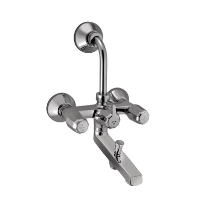 JAQUAR Continental Series Wall Mixer 3-in-1 System with Provision for Both Hand Shower and Overhead Shower with 115mm Long Bend Pipe, Connecting Legs & Wall Flange (Without Hand & Overhead Shower) | Refurbished
