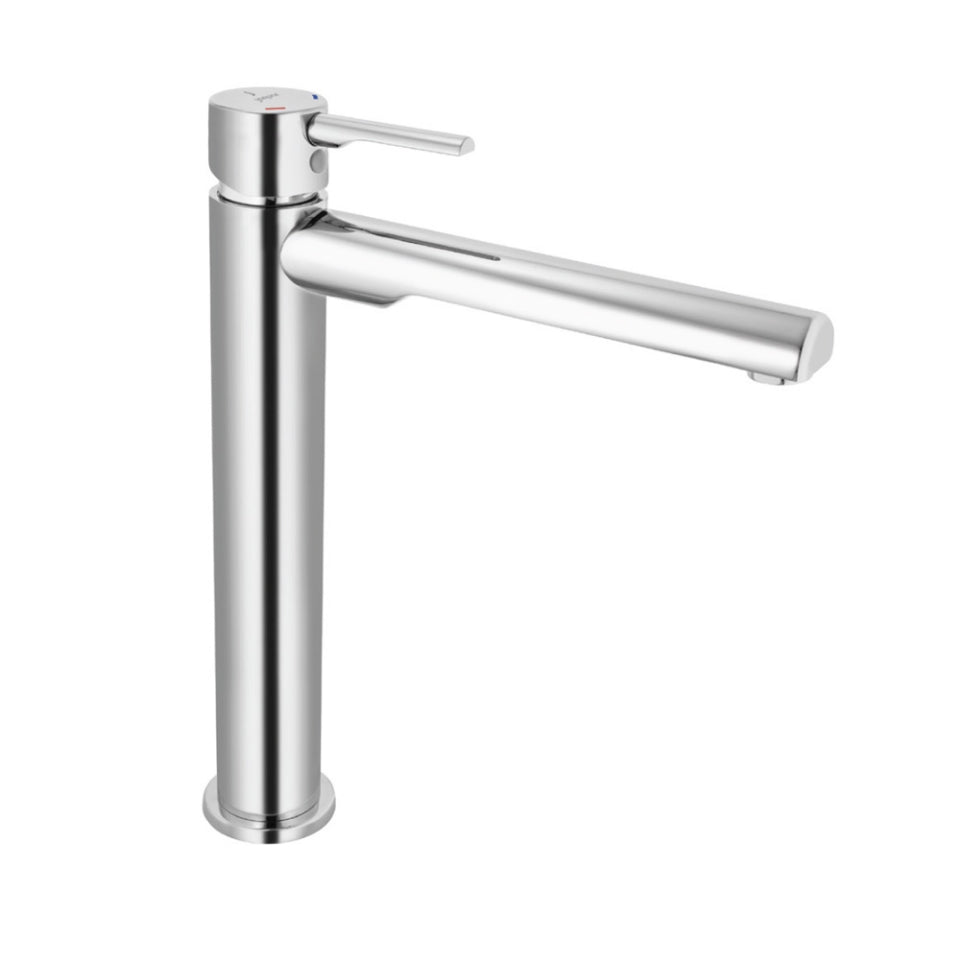 JAQUAR Florentine Prime Series Table Mounted Tall Boy HOT and Cold Basin Mixer (Chrome) | TOP Lever, Brass Body Water Tap/Faucet/Cock for Bathroom/Kitchen Wash Basin | FLP-CHR-5005BPM | Refurbished