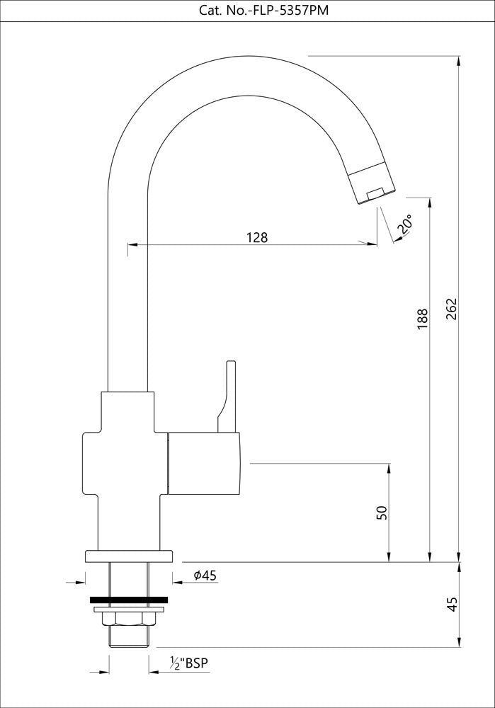 Jaquar Florentine Prime Sink Cock with Regular Swinging Spout (Table Mounted Model) | Refurbished