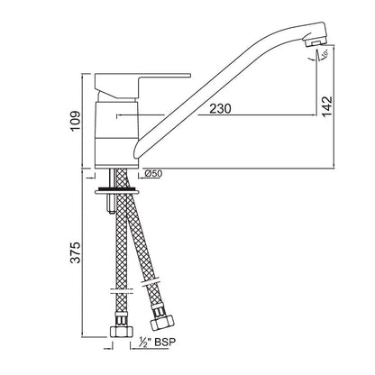 JAQUAR FUSION Series Vessel Sink Mount HOT and COLD BASIN MIXER (Chrome) | TOP LEVER, Brass Body Water Tap/Faucet/Cock for Bathroom/Kitchen Wash Basin | FUS-CHR-29173B | Refurbished
