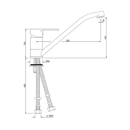 JAQUAR LYRIC Series Table Mounted Swinging Spout HOT and COLD SINK MIXER (Chrome) | TOP LEVER, Brass Body Water Tap/Faucet/Cock for Bathroom/Kitchen Wash Basin | LYR-CHR-38173B | Refurbished