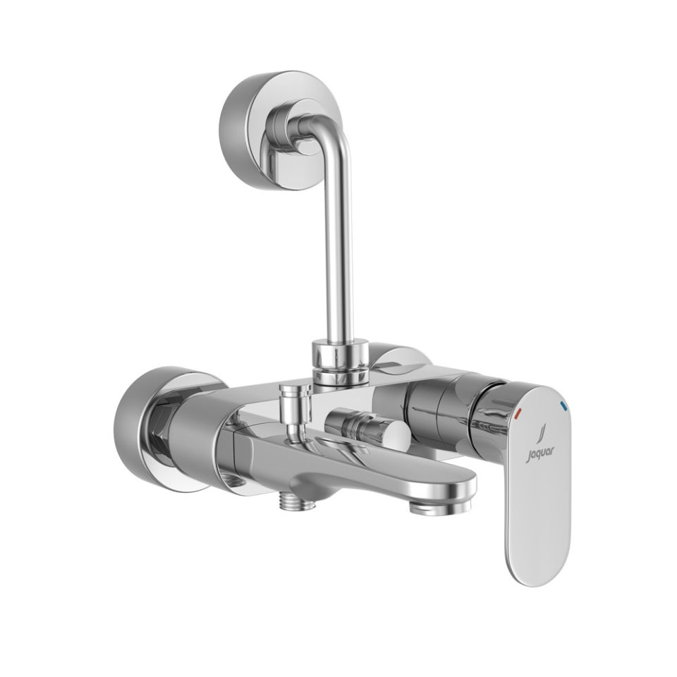 JAQUAR Opal Prime Series Single Lever Wall Mixer 3-in-1 System with Provision for Hand Shower & Overhead Shower with 115mm Long Bend Pipe, Connecting Legs & Wall Flange (Without Hand&Overhead Shower) | Refurbished