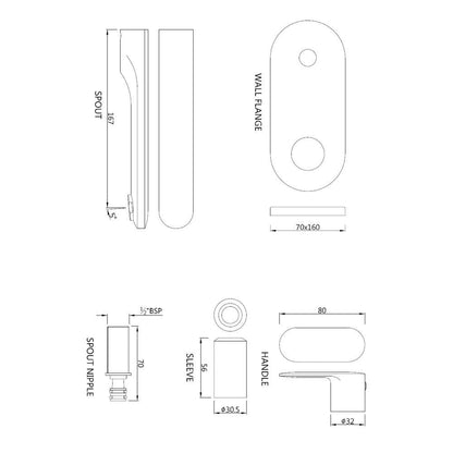 JAQUAR Opal Prime Series Wall Mounted Cold ONLY Basin TAP(Chrome) | Right Hand Side Lever, Brass Body | Faucet for Bathroom/Kitchen | OPP-CHR-15441KPM | Compatiable in-Wall Part is Sold Separately