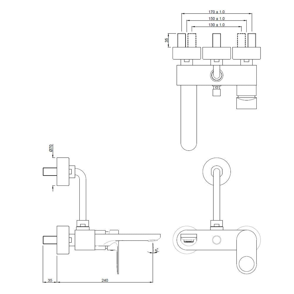 Jaquar Ornamix Prime Single Lever Wall Mixer with Provision For Overhead Shower with 115mm Long Bend Pipe On Upper Side, Connecting Legs & Wall Flanges | Refurbished