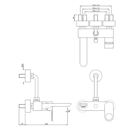 Jaquar Ornamix Prime Single Lever Wall Mixer with Provision For Overhead Shower with 115mm Long Bend Pipe On Upper Side, Connecting Legs & Wall Flanges | Refurbished