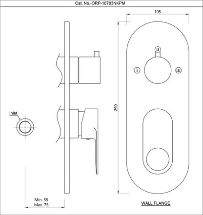 JAQUAR ORNAMIX Prime Series Normal Flow Exposed Part Kit 3 Way Diverter (Chrome), ORP-10783KPM | (Compatible in-Wall Part ALD-783N is Sold Separately) | Wall Mounted, Knob Selector with Button | Refurbished
