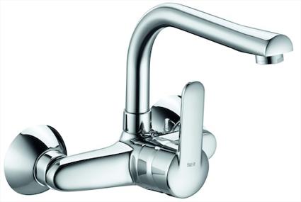 Roca wall-mounted kitchen sink mixer with swivel spout