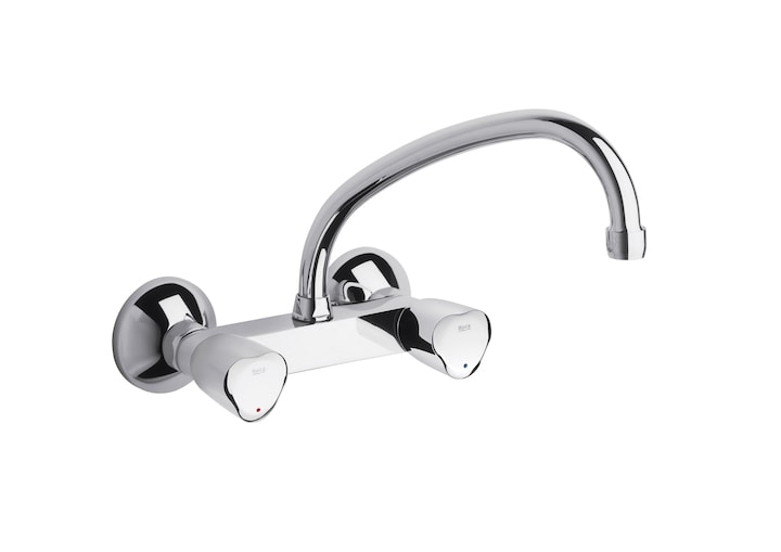 Roca Brava Wall Mounted Kitchen Or Laundry Sink Mixer With Swivel Long Spout