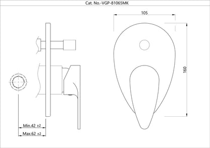 JAQUAR Vignette Prime Series Exposed Part Kit of Single Lever in-Wall Diverter (Compatible in-Wall Part ALD-065M is Sold Separately) | Refurbished